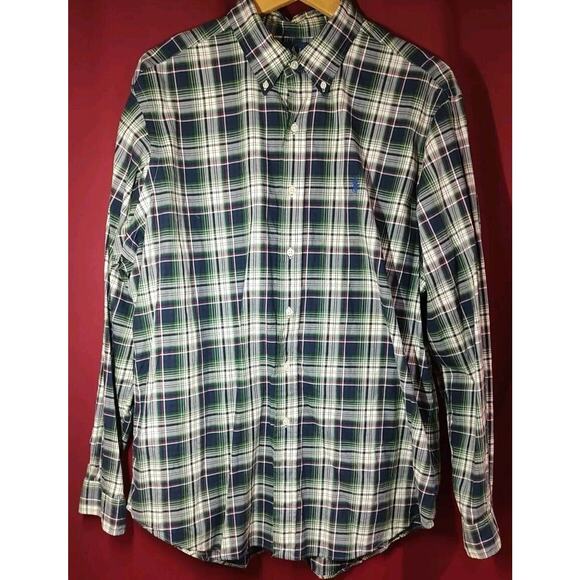 Men's Ralph Lauren Classic Fit Long Sleeve Button Up Plaid Shirt Blue/Green - XL - Picture 2 of 7